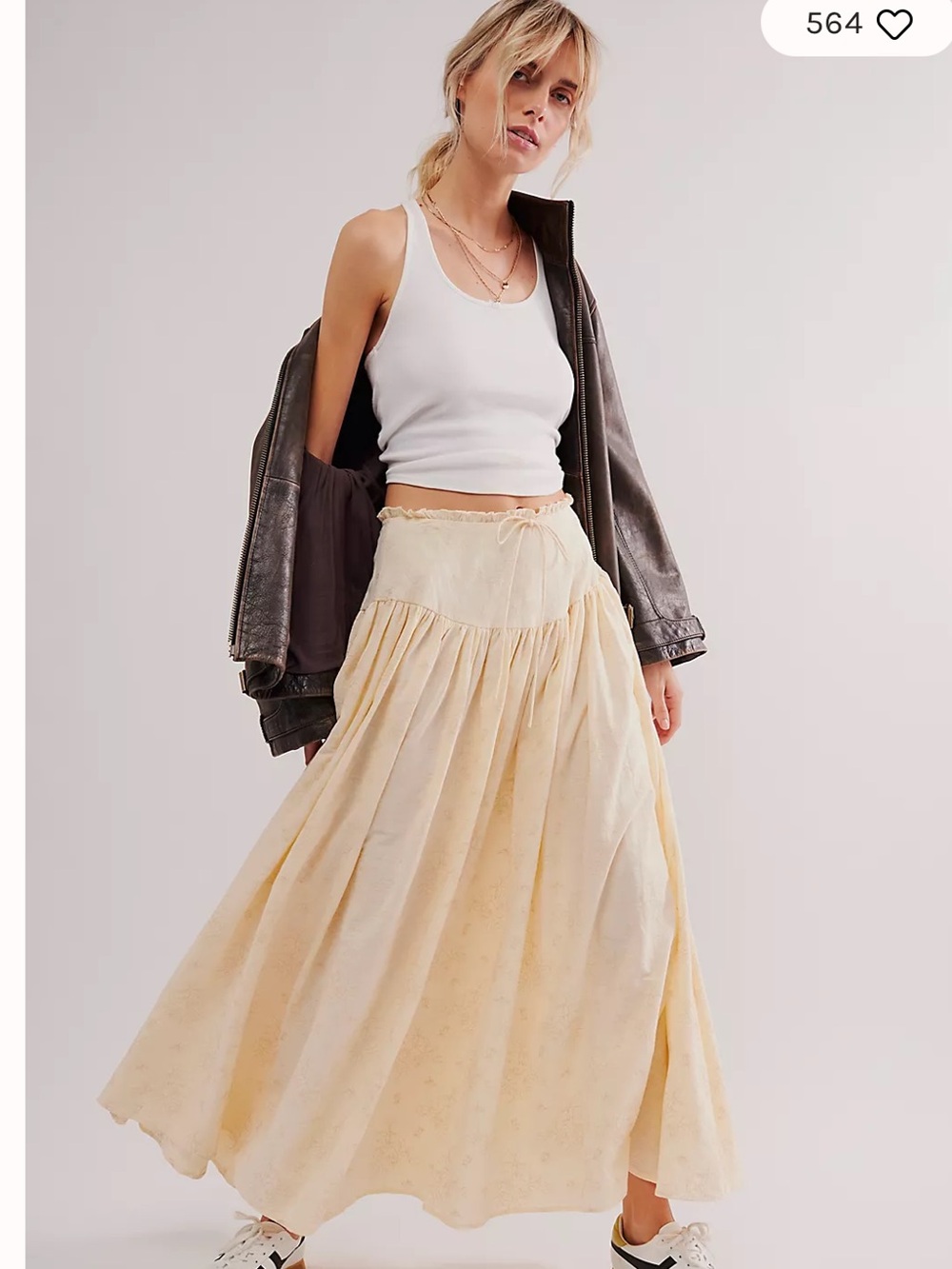 For Love & Lemons Gigi Maxi Skirt Cream size Medium NWT NEW